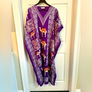 Mystique Kaftan Women’s One Size Fits All/Most purple camel flowy beach lounging
